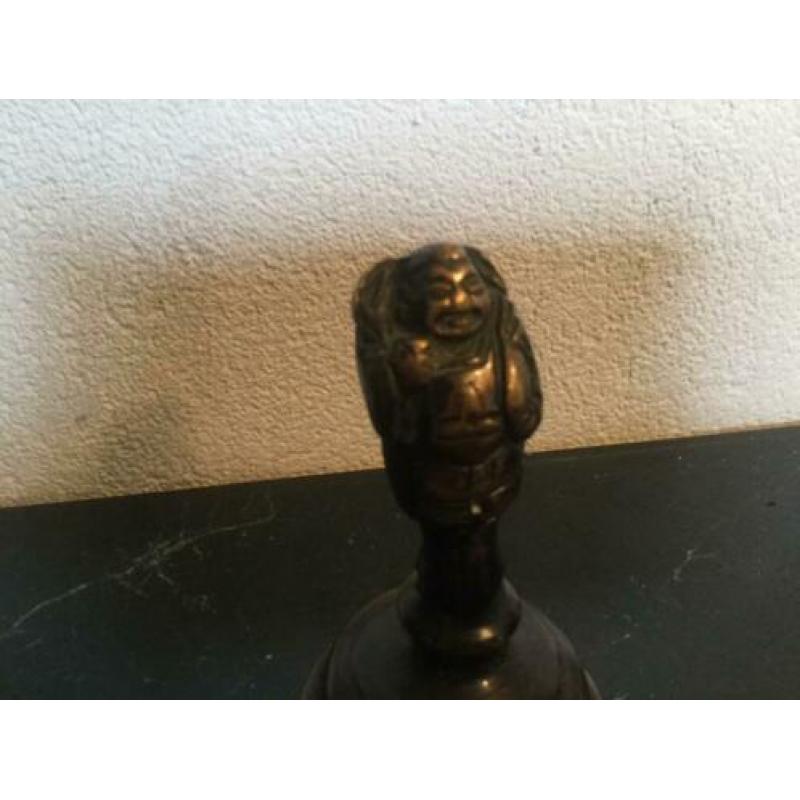 Antieke Massief bronzen bel ,met budha
