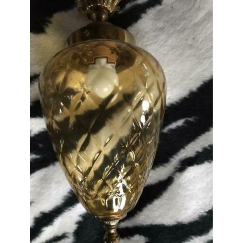 Art Deco hanglamp ananas amberglas