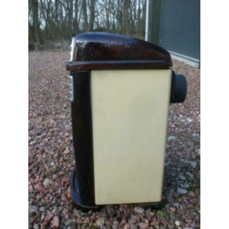 Mooie gietijzeren emaille houtkachel