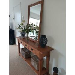 Massief grenen sidetable incl spiegel