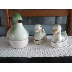 3x Brocante Franse Pate Eend Schaaltjes * Pate terrine