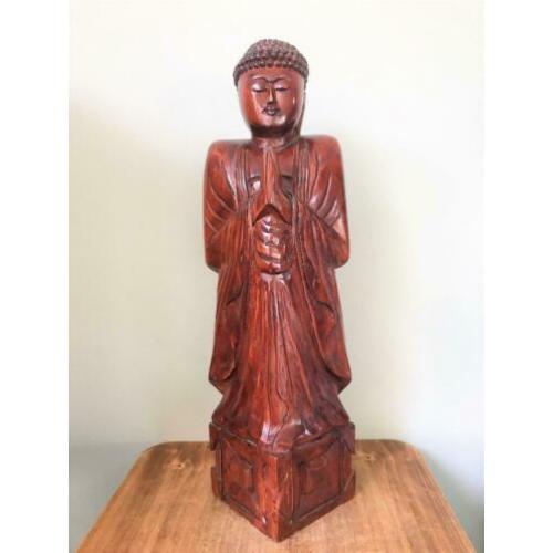 Grote Namaste Boeddha hout beeld 50,5 cm Thailand