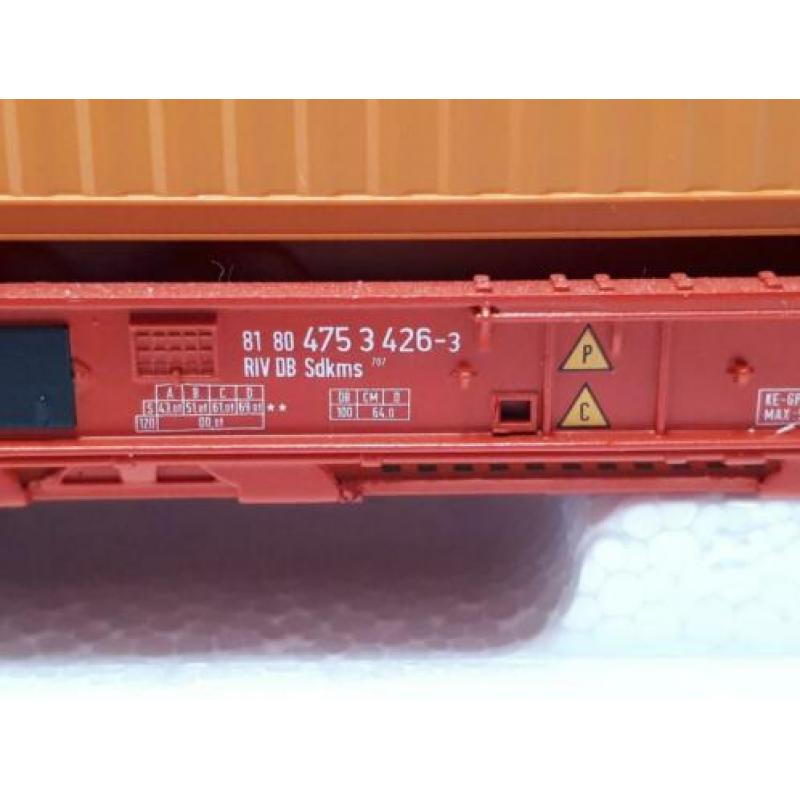 Roco Hupac draagwagon DB Cargo met Hapag Lloyd container