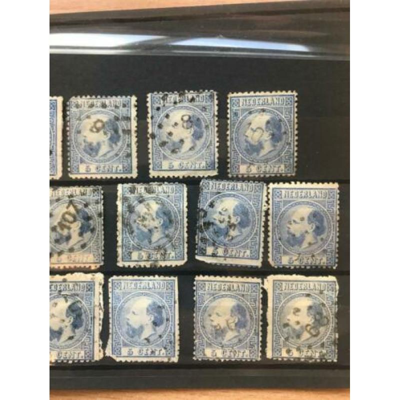 NVPH 7 - Puntstempel 1 - 5 - 8 - 9 - 10 - 68 - 107