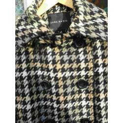 Houndstooth pied-de-poule wollen jas Zara M 40