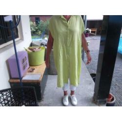 Leuk groen tuniek jurk 100 % linnen maat XL