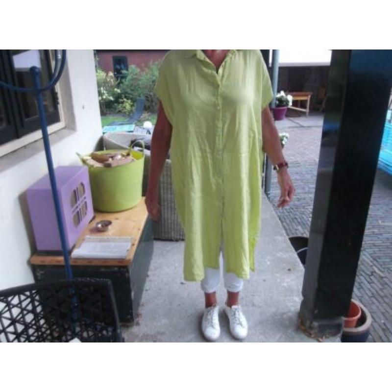 Leuk groen tuniek jurk 100 % linnen maat XL