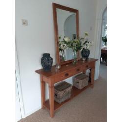 Massief grenen sidetable incl spiegel