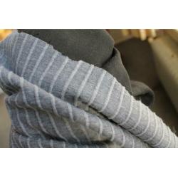 Coupon dikke tricot - Twee kleuren grijs - Gestreept
