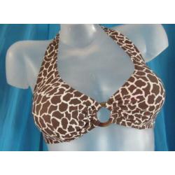36B/C Nieuw halter bikinitopje met giraf print maat 36 B/C