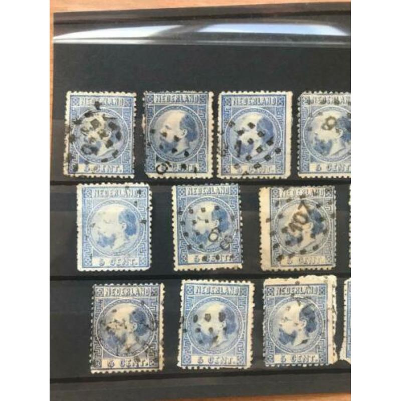 NVPH 7 - Puntstempel 1 - 5 - 8 - 9 - 10 - 68 - 107