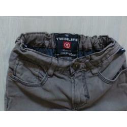 Twinlife lange broek katoen grijs bruin maat 134/140