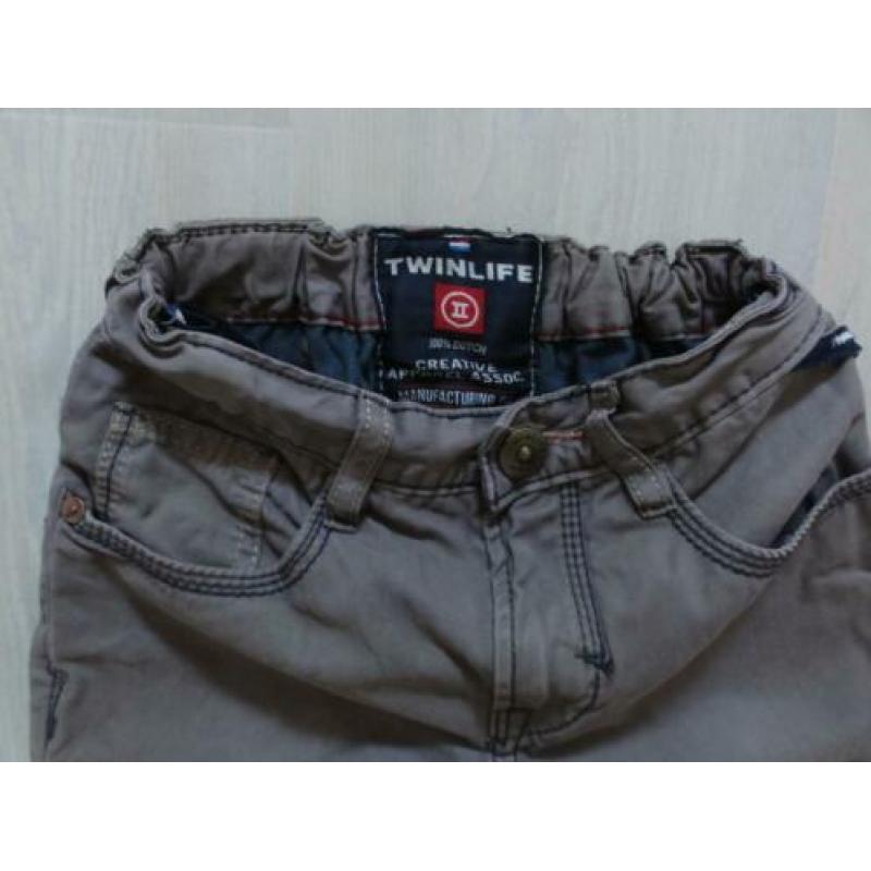 Twinlife lange broek katoen grijs bruin maat 134/140