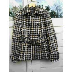 Houndstooth pied-de-poule wollen jas Zara M 40