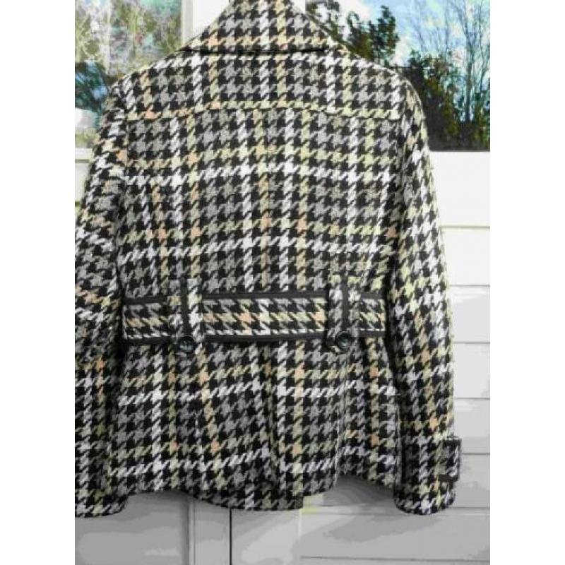 Houndstooth pied-de-poule wollen jas Zara M 40