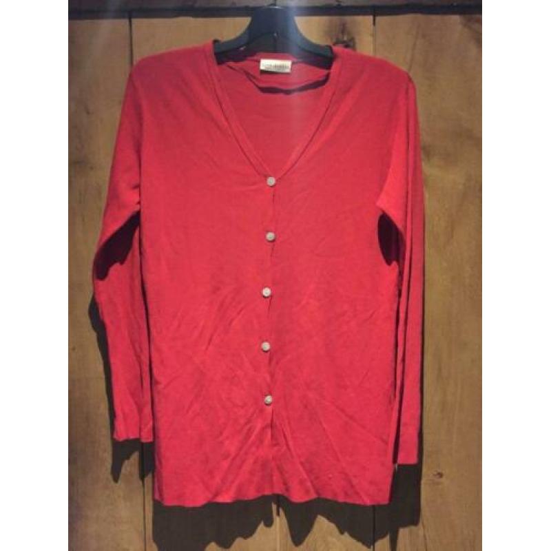 Rood vest L parelmoerknopen