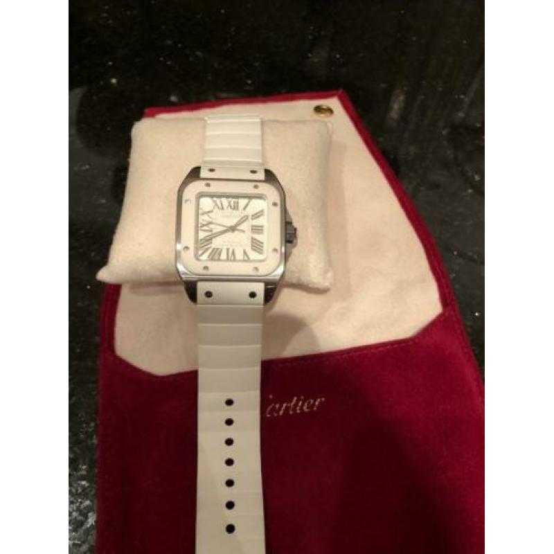 Cartier santos 100 staal wit rubber orgineel