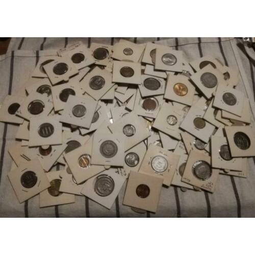 Munten verzameling 100 munten in hoesje van alles en nog wat