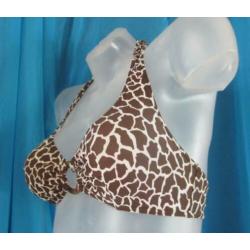 36B/C Nieuw halter bikinitopje met giraf print maat 36 B/C