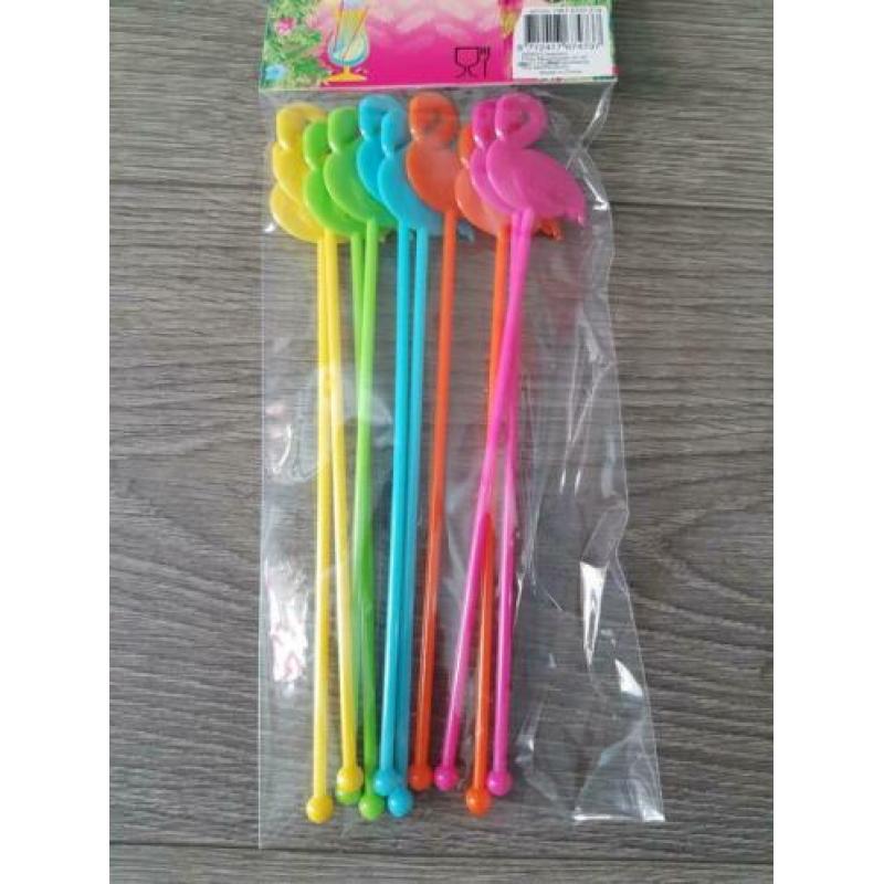 COOL 2 PARTY 10 Cocktail Stirrers Flamingo *nieuw* (NJ822)