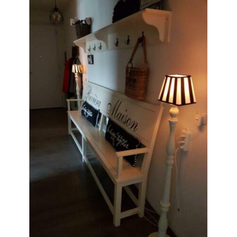 riviera maison hal bank met bijpassende plank kapstok