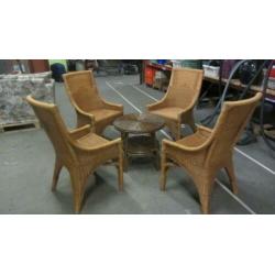 rietenstoelen met tafel