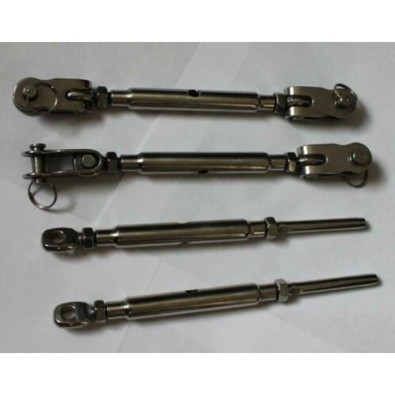RVS Verstagingwantspanners + 8st. RVS Kabeluiteinden