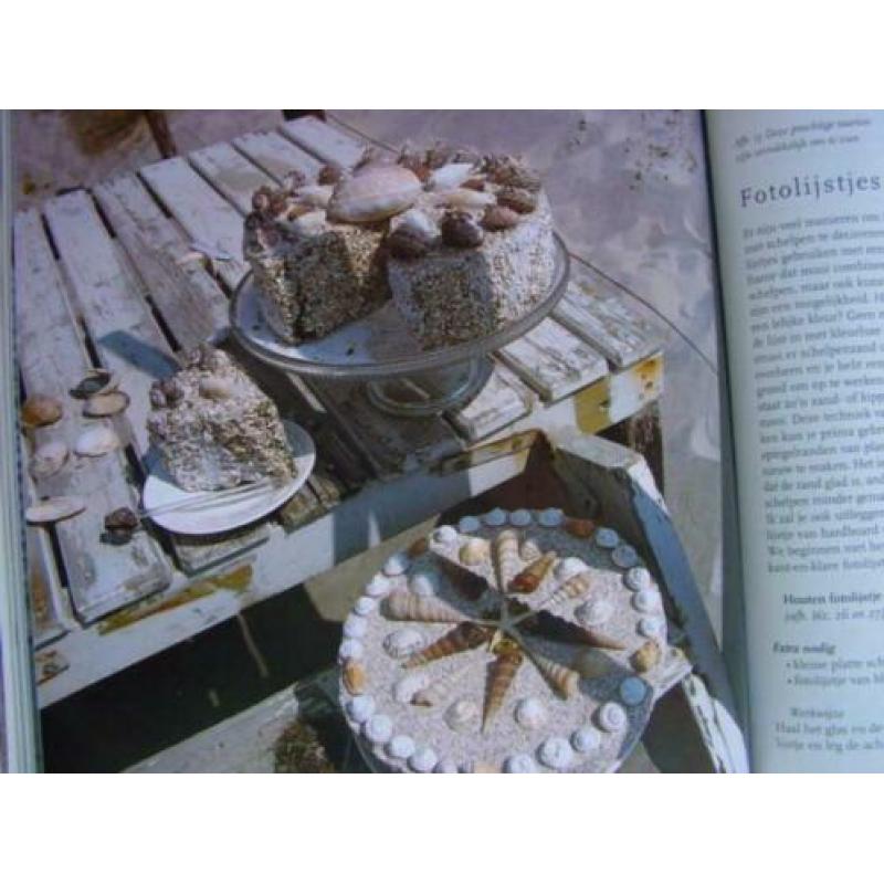 Natuurdecoraties met schelpen, mos en veren