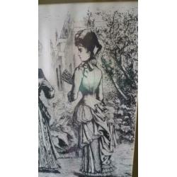 Prachtige oude zwart wit print in lijst