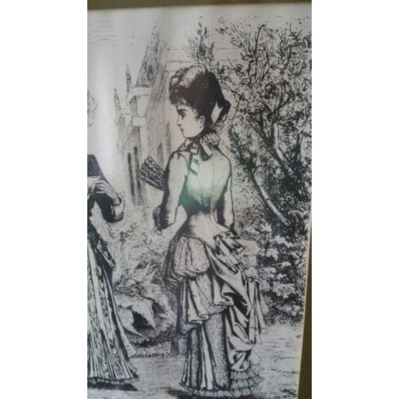 Prachtige oude zwart wit print in lijst