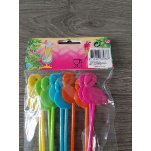 COOL 2 PARTY 10 Cocktail Stirrers Flamingo *nieuw* (NJ822)