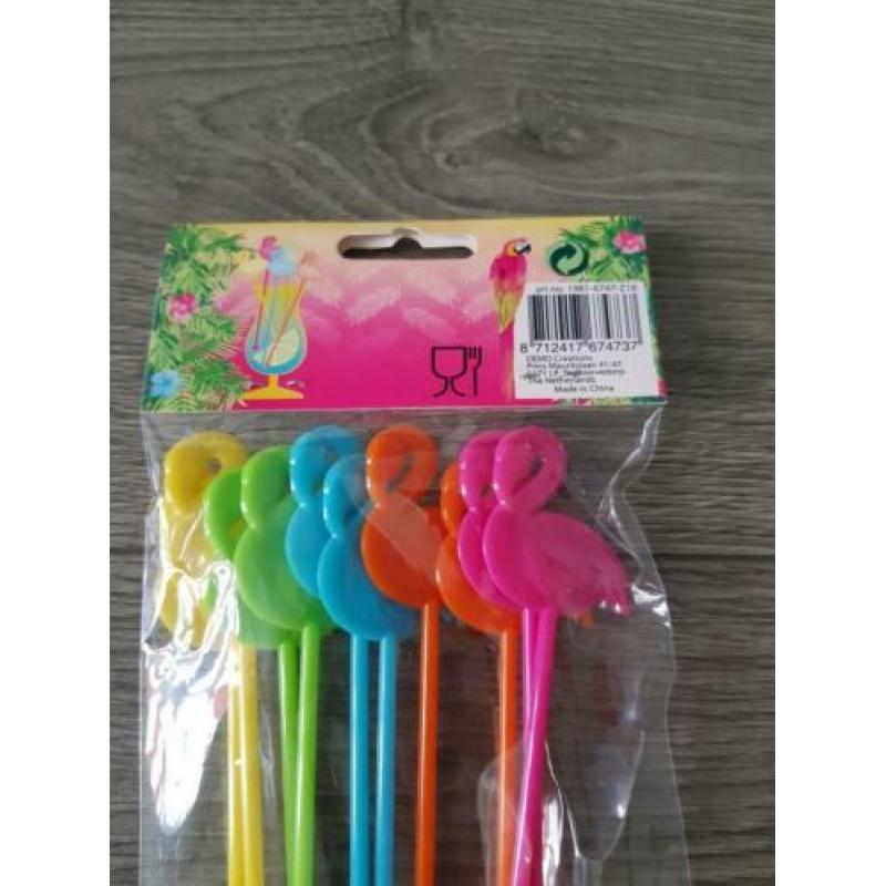 COOL 2 PARTY 10 Cocktail Stirrers Flamingo *nieuw* (NJ822)