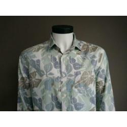 Marc O'polo overhemd. Blauw Groen blad motief. Maat L