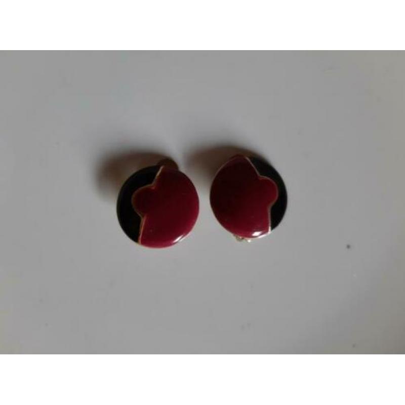 Vintage clips oorbellen emaille cloisonné