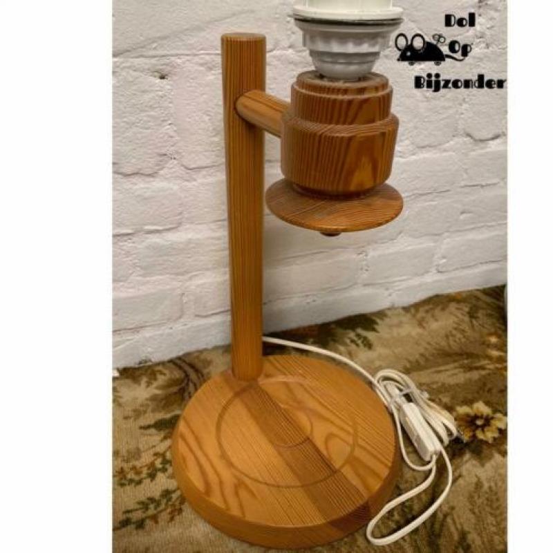 Retro tafellamp lamp bureau hout wit bureaulamp Ikea design