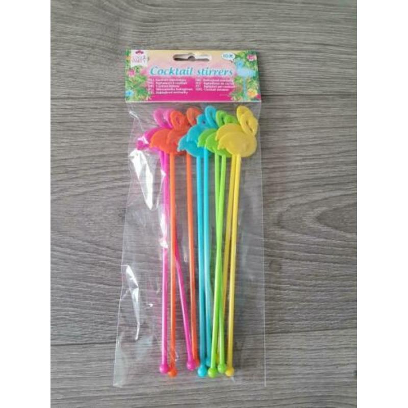 COOL 2 PARTY 10 Cocktail Stirrers Flamingo *nieuw* (NJ822)