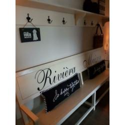 riviera maison hal bank met bijpassende plank kapstok