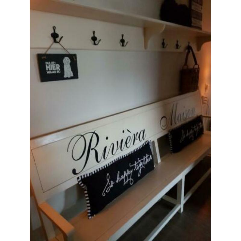 riviera maison hal bank met bijpassende plank kapstok