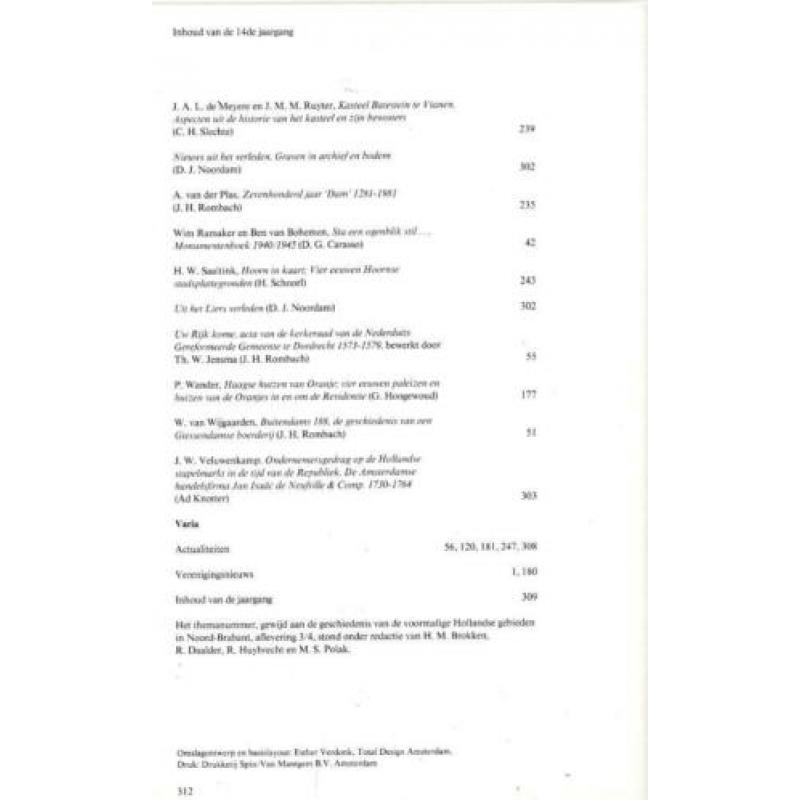 14e Jaargang 1982 Regionaal-historisch Tijdschrift HOLLAND.