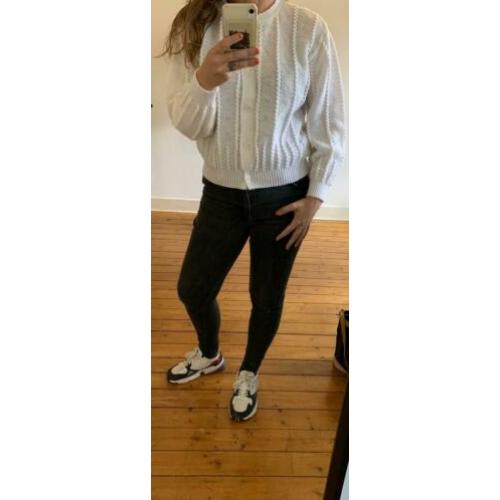 Opengewerkt wit vintage vestje