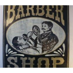Handgeschilderd vintage houten bord/barber shop/kapper/goud