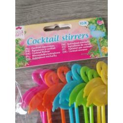 COOL 2 PARTY 10 Cocktail Stirrers Flamingo *nieuw* (NJ822)