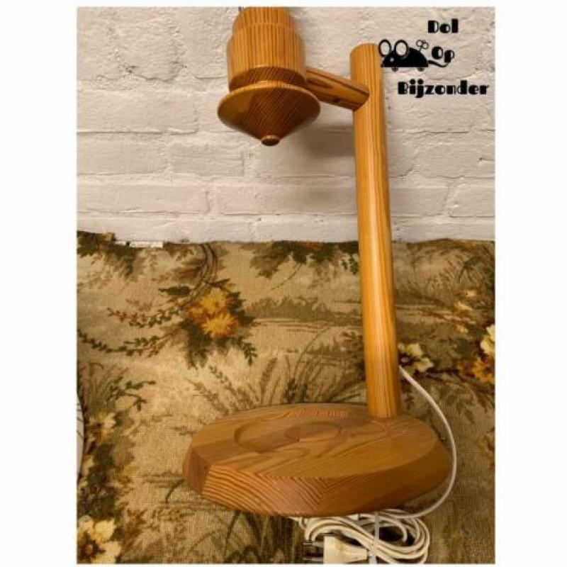 Retro tafellamp lamp bureau hout wit bureaulamp Ikea design