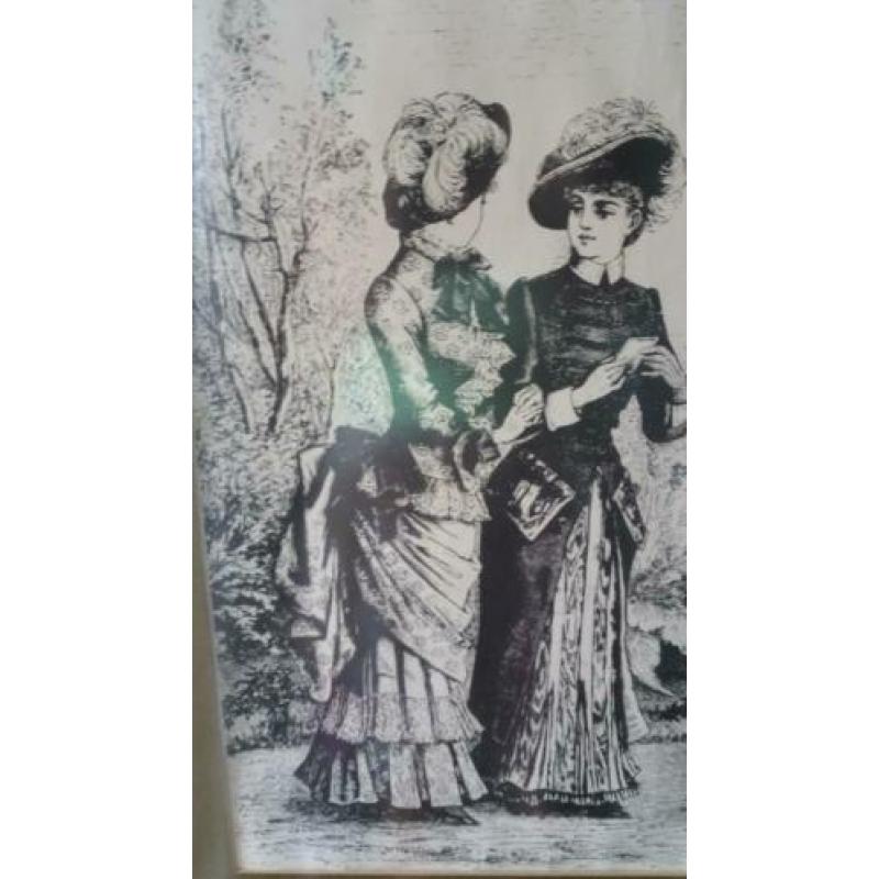 Prachtige oude zwart wit print in lijst