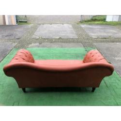 Royale oranje/bruin leren CHESTERFIELD lounge bank