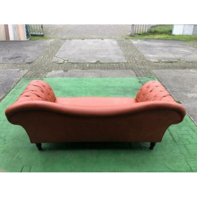 Royale oranje/bruin leren CHESTERFIELD lounge bank