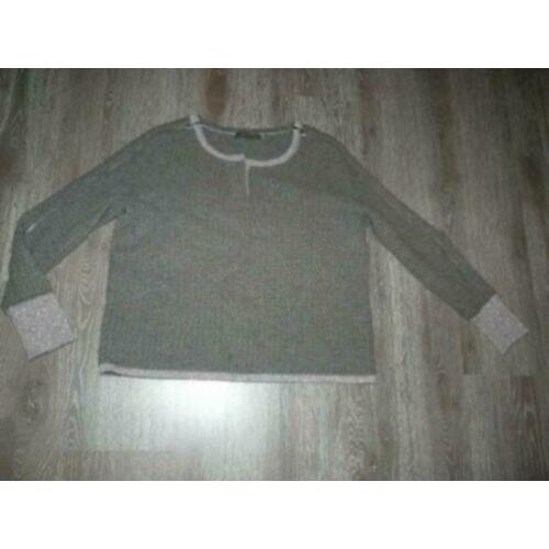 chique taupe wollen trui glitter randen Gustav maat L 40 42