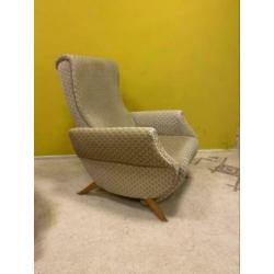 G_ fauteuil vintage stoel relaxstoel uitklapbare voetenbank