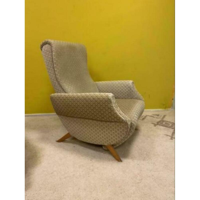 G_ fauteuil vintage stoel relaxstoel uitklapbare voetenbank
