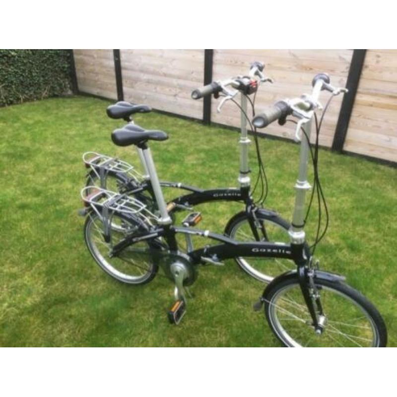 2 Gazelle vouwfietsen. Aluminium zilver/zwart. Nieuwstaat!!